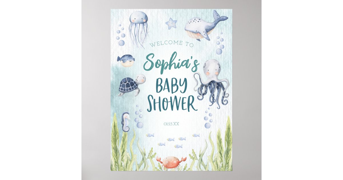 Under The Sea Baby Shower Sign Poster Zazzle