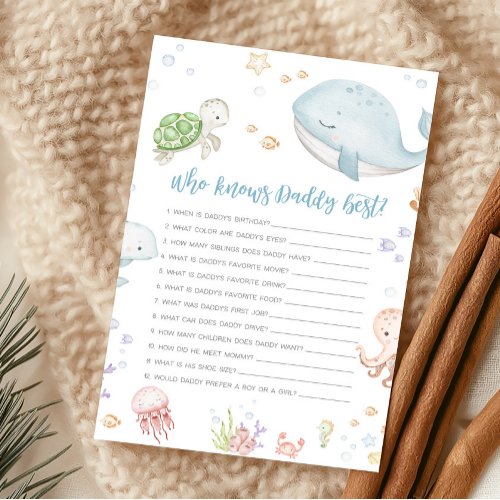 Under The Sea Baby Shower Who Know Daddy Best Game
