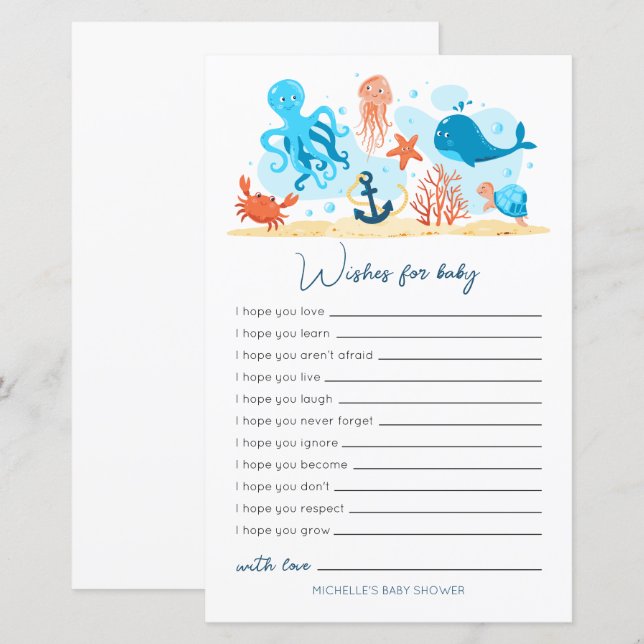 Under the Sea Baby Shower Wishes For Baby (Front/Back)