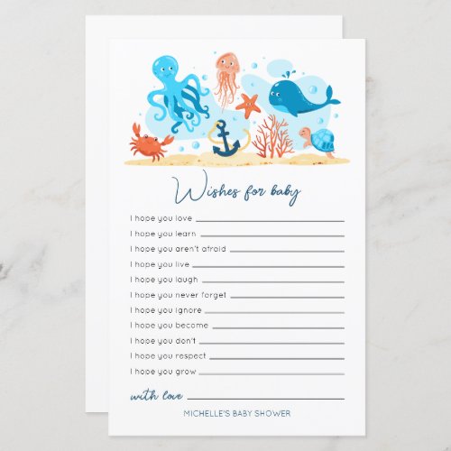Under the Sea Baby Shower Wishes For Baby