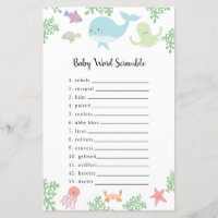 Under the Sea Baby Shower Word Scramble Game