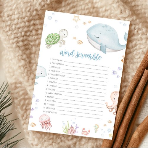 Under The Sea Baby Shower Word Scramble Game