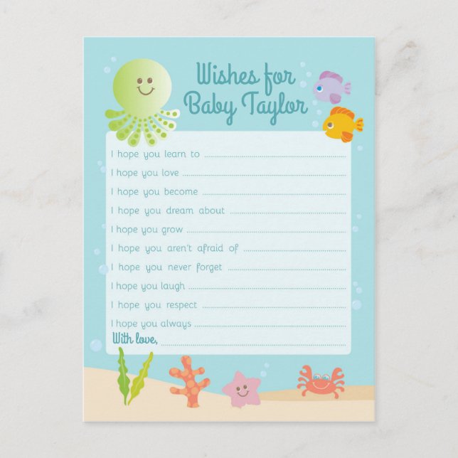 Under the Sea Baby Shower Words of Advice Card (Front)