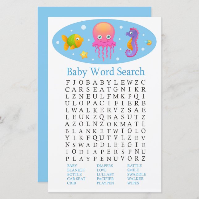 Under the sea Baby word scramble game (Front/Back)