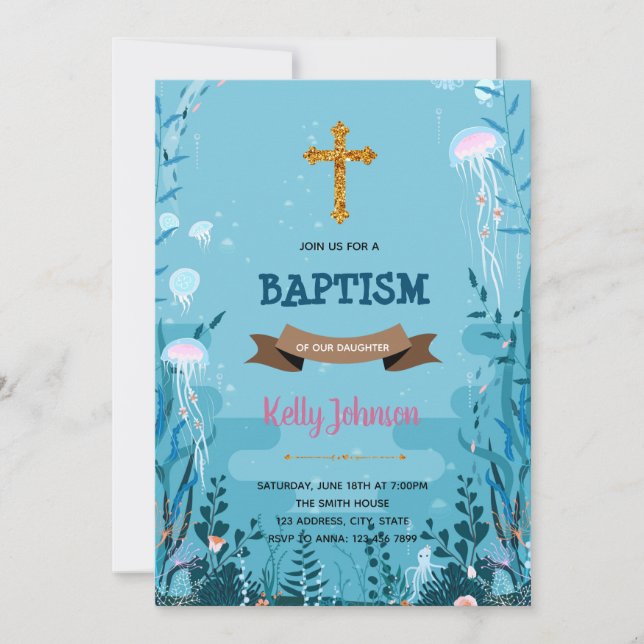 Under the sea baptism party Invitation (Front)