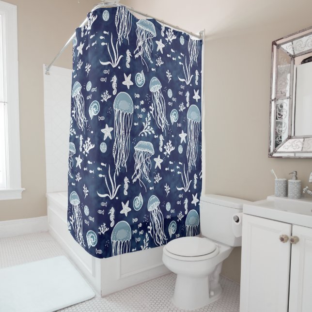 Under the Sea Bathroom Shower Curtain (In Situ)