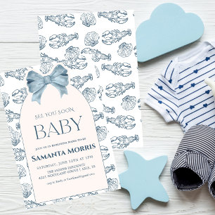  Under the Sea Beach Theme with Shell Design Baby  Invitation