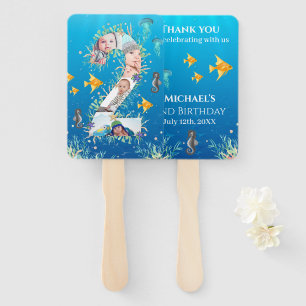 Under The Sea Big 2nd Birthday Photo Collage Hand Fan