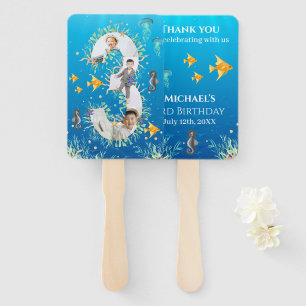 Under The Sea Big 3rd Birthday Photo Collage Hand Fan