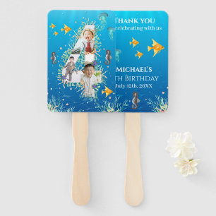 Under The Sea Big 4th Birthday Photo Collage Hand Fan