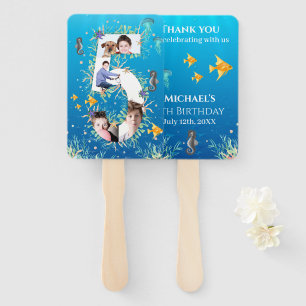 Under The Sea Big 5th Birthday Photo Collage Hand Fan