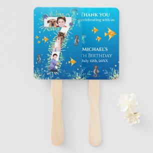 Under The Sea Big 7th Birthday Photo Collage Hand Fan