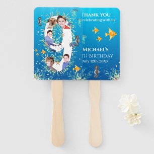 Under The Sea Big 9th Birthday Photo Collage Hand Fan