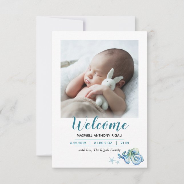 Under the Sea Birth Announcement (Front)