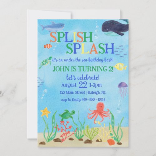 Under The Sea Birthday Bash Party Invitation