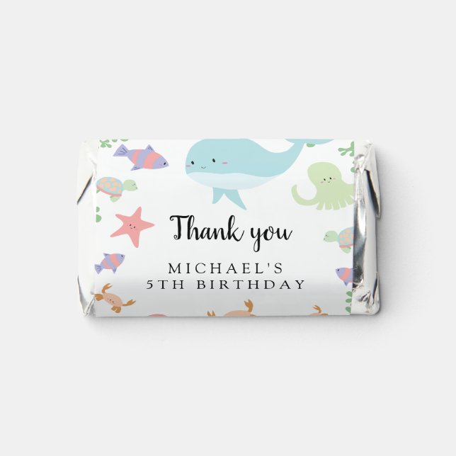 Under the Sea Birthday Custom Pastel Ocean Beach Hershey's Miniatures (Front)