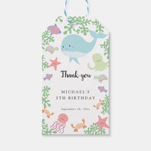 Under the Sea Birthday Cute Pastel Thank you Gift Tags