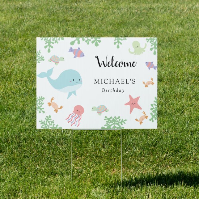 Under the Sea Birthday Cute Welcome Pastel Sign (Insitu)