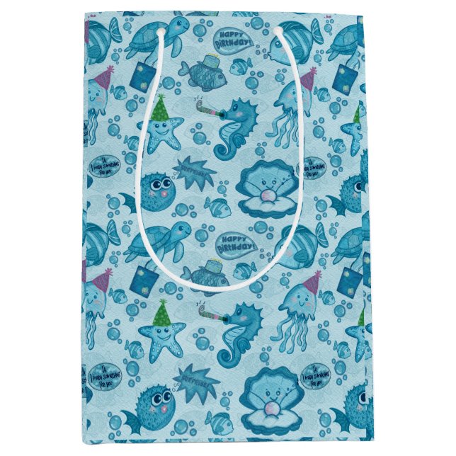 Under the Sea Birthday Gift Wrap Medium Gift Bag (Front)