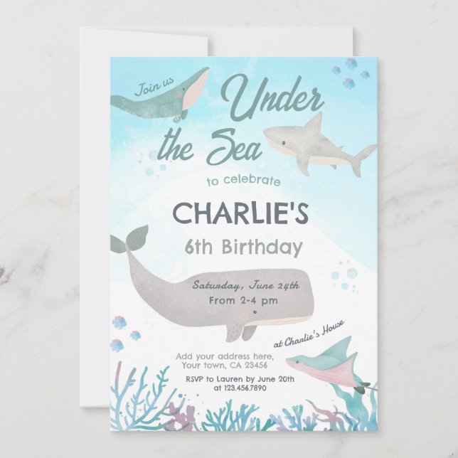 Under the Sea Birthday Invitation (Front)