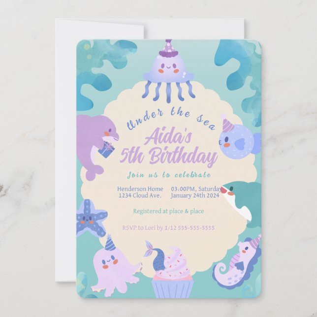 Under the sea birthday invitation (Front)