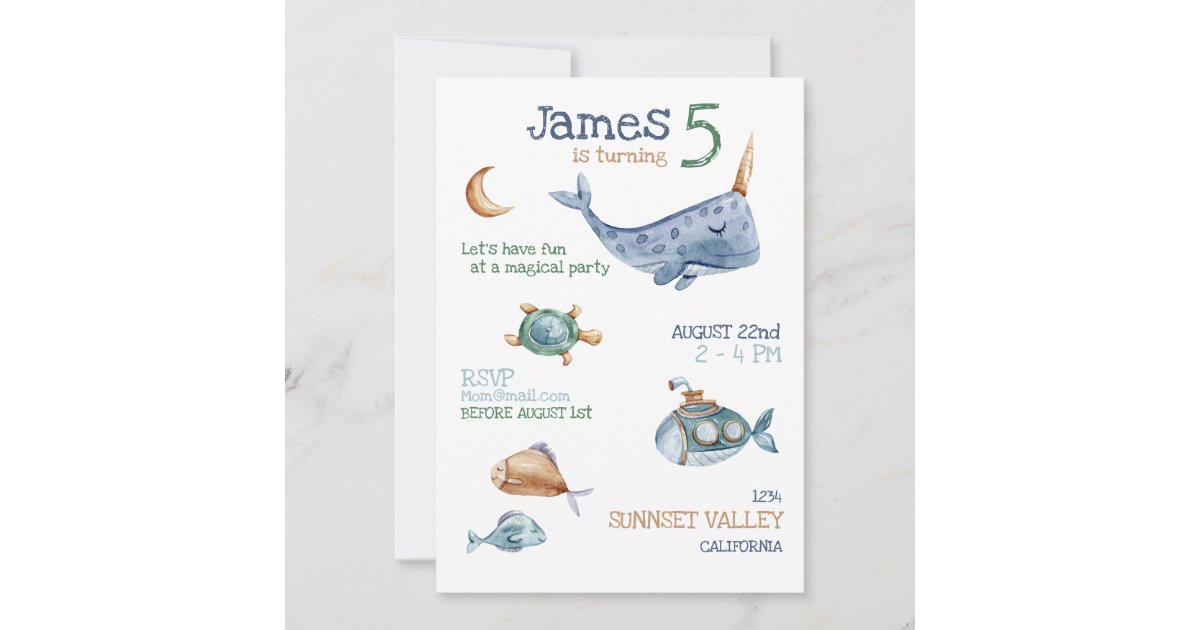 Oneder The Sea 1st Birthday Under The Sea Invitation