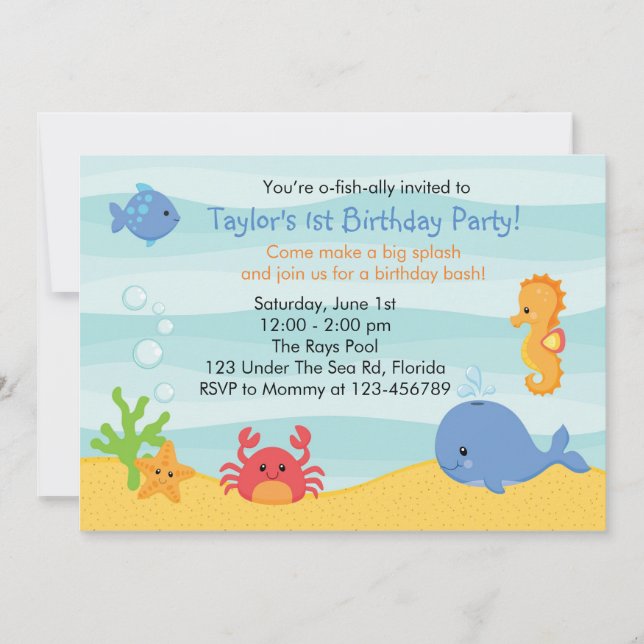 Under The Sea Birthday Invitation (Boys) (Front)