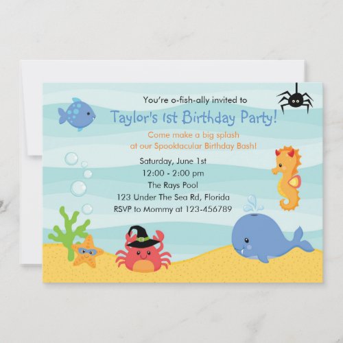 Under The Sea Birthday Invitation Boys Halloween