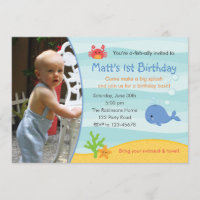 Under The Sea Birthday Invitation Boys with Photo