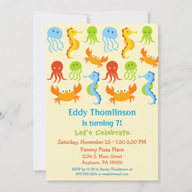 Under The Sea Birthday Invitation Creatures (Front)