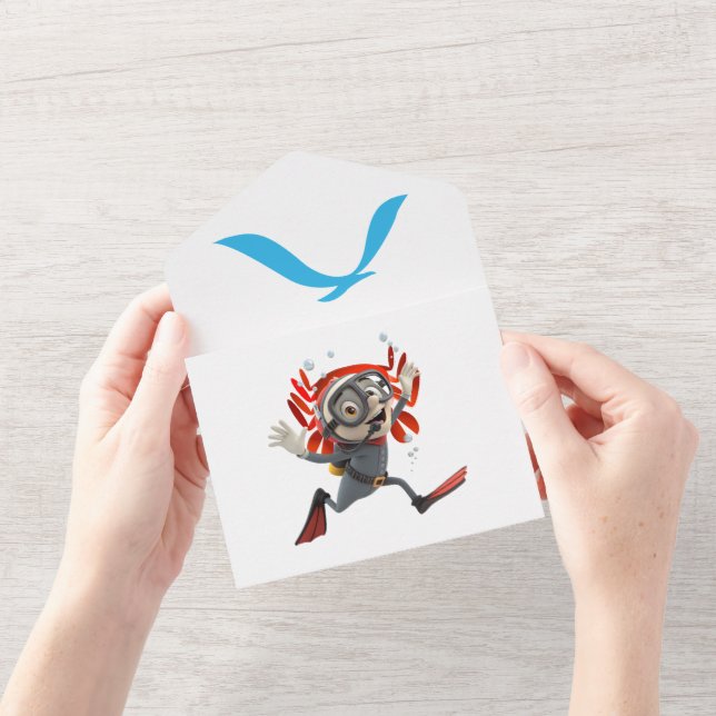 Under the Sea Birthday Invitation – Flat card  (Opening)