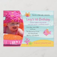 Under The Sea Birthday Invitation Girls with Photo