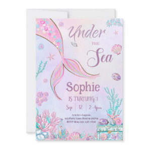 Under The Sea Birthday Invitation Mermaid Invite