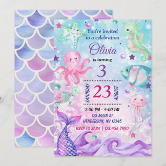 Under the Sea Birthday Invitation, Mermaid Invite
