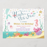 Under the Sea Birthday Invitation Mermaid Purple