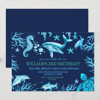 Under the Sea birthday invitation, ocean boy  Invitation