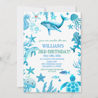 Under the Sea birthday invitation, ocean boy  Invitation