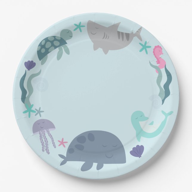 Under The Sea Birthday Invitation Paper Plates (Front)