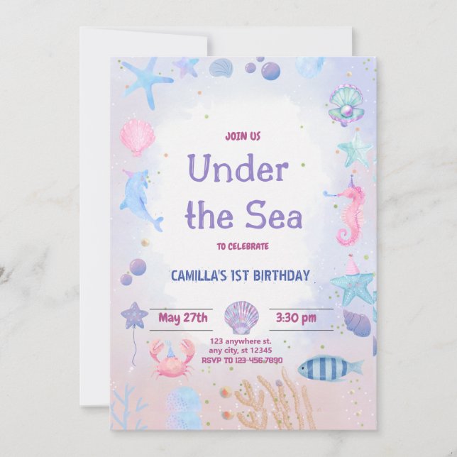 Under the Sea Birthday Invitation Printable (Front)