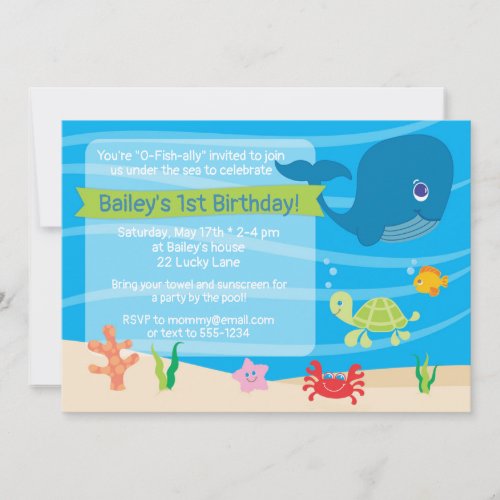 Under the Sea Birthday Invitation Whale