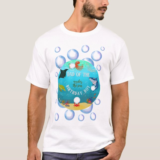 Under The Sea Birthday Kid's Daddy Water Bubbles T-Shirt (Front)