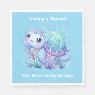 Under the Sea Birthday Napkins Girls Editable Name