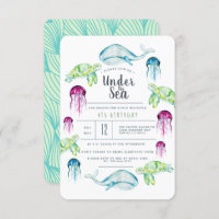 Under The Sea Birthday | Ocean Animals Watercolor Invitation