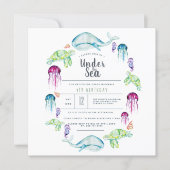Under The Sea Birthday | Ocean Critter Watercolor Invitation (Front)