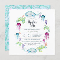 Under The Sea Birthday | Ocean Critter Watercolor Invitation