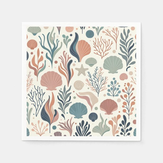 Under the Sea Birthday, Ocean Whispers Pattern Napkins (Front)