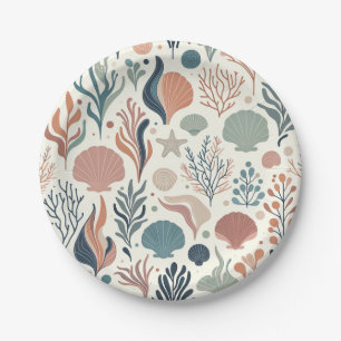 Under the Sea Birthday, Ocean Whispers Pattern Paper Plates