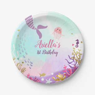 Under the Sea Birthday Paper Plate Mermaid Pink