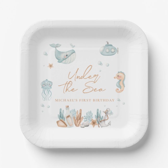 Under the Sea Birthday  Paper Plates (Front)