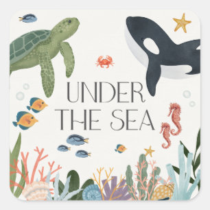 Under The Sea Birthday Party Envelope Favor Square Sticker